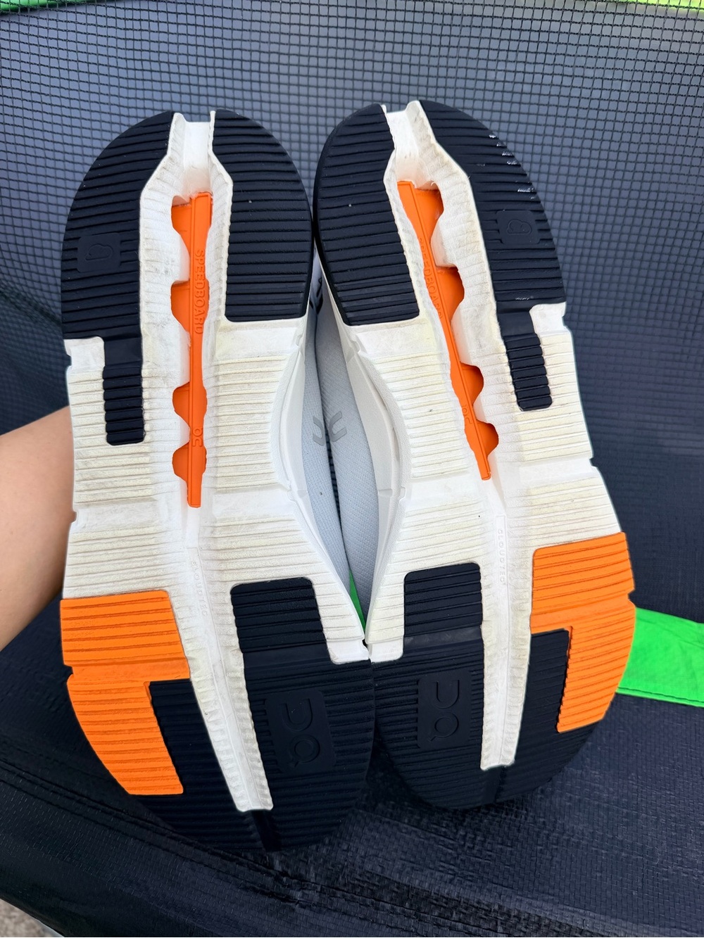 On Running Light Gray Athletic Shoes with Orange Accents - Picture 4 of 8